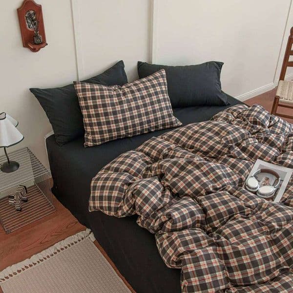 Vintage Style Plaid Bedding Sets 2025 New Soft Bed Sheet Set Woman Duvet For Girls With Pillow Covers Quilt Cover 26Y0601