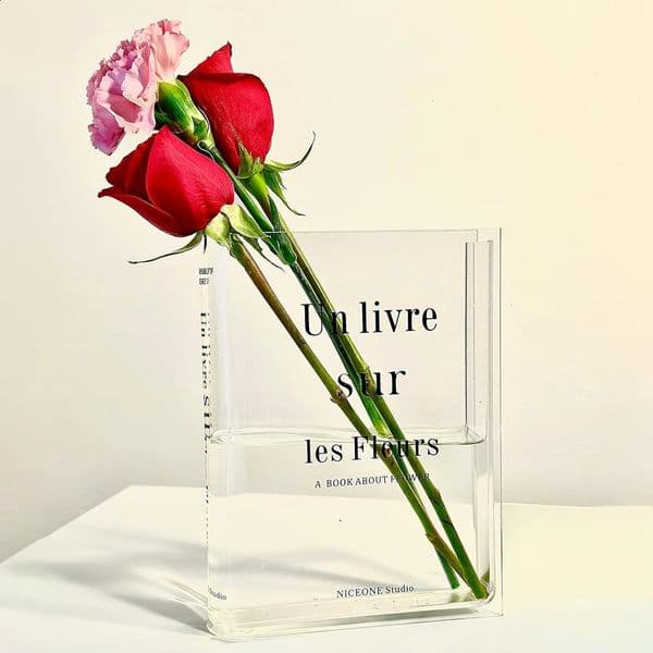 Clear Acrylic Book Vase for Flowers Transparent Flower Vase for Home Decor Simplicity Bookshelf Decor Unique Stuff 260528