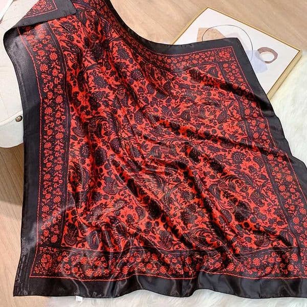 2024 Luxury Brand Foulard Neckerchief Shawl Wraps Print Silk Satin Scarf Square Women Muslim Hijab Elegant Headband Bandana Q260601