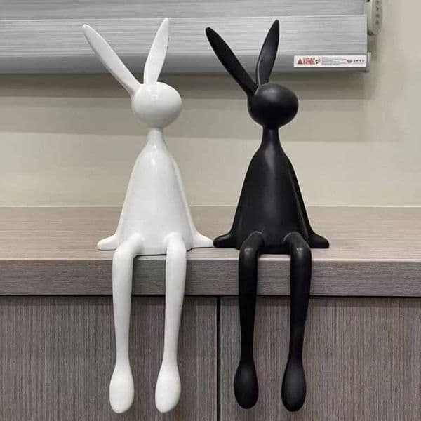 Abstract High-End Sitting Rabbit Ornament Light Luxury Creative Modern Courtyard Internet Celebrity Plastic Home Entrance Restaurant DecorationL260529