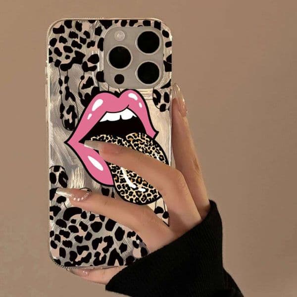 Large Tongue Leopard Print Laser Phone Case For Xiaomi Note 13 Pro Plus 5G 12S 11S 10 Redmi 12 13C 14C 4G Soft Cover