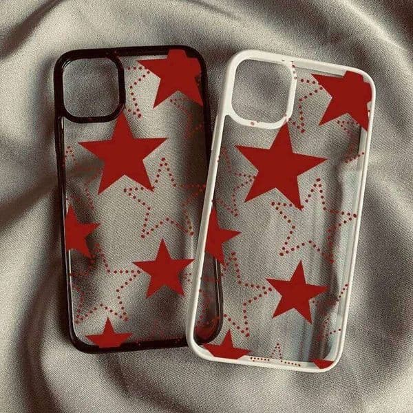 Fashion Five-pointed Star Clear Phone Case For iPhone 16 15 14 Max 17 Air 16E 13 12 11 Pro Mini Anti-drop Hard Cover