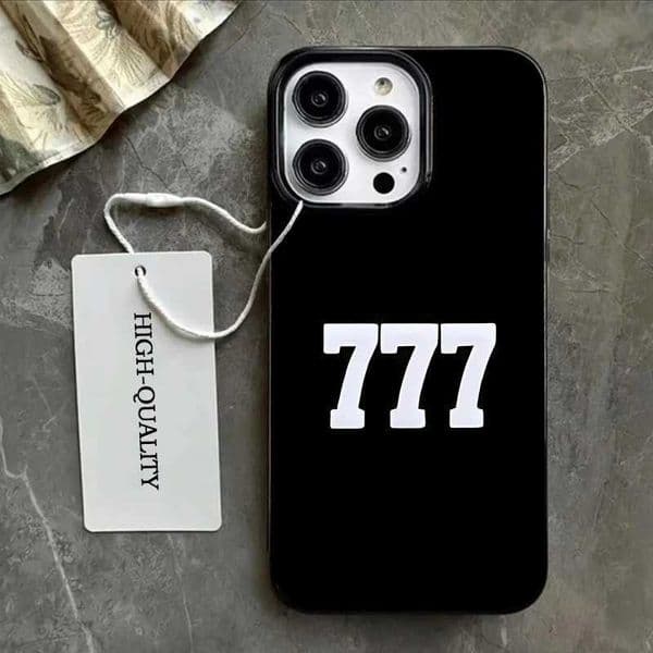 Lucky Number 777 Phone Case for iPhone Air 11 12 13 14 15 16 17 Pro Max Minimalist Black White Cover Z260601