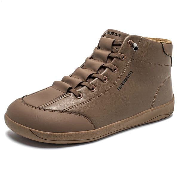 HOBIBEAR Mid-Top Barefoot Shoes Unisex Wide Toe Minimalist Ankle Boots Artificial Leather Outdoor Non-Slip Sneaker 260601