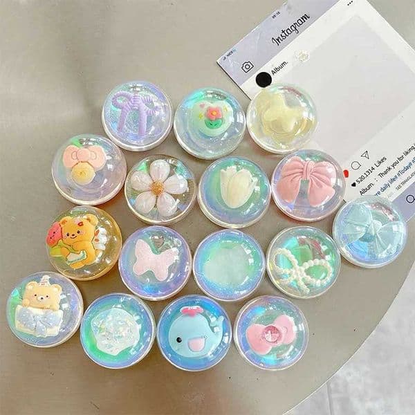 Girl Korean Ins Flower Bow Bear Transparent Phone Stand Pasted While for Iphone 17 Grip Tok Holder BracketJ260601
