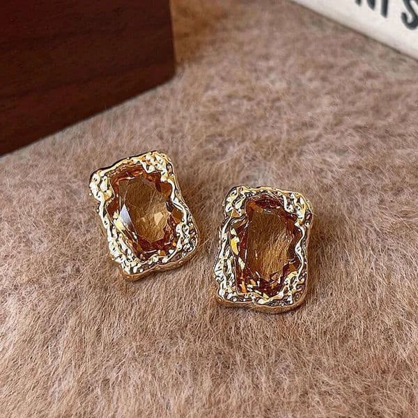Designer Jewelry Luxury Jewelry Melard Brown Square Women, High-End Unique Vintage Earrings, Stylish Versatile For Autumn And Winter, Wholesal