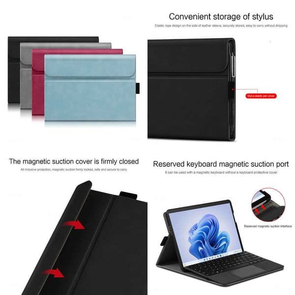 Case for Microsoft Surface Pro 11 10 9 8 7 6 5 4 PU Leather Stand Cover Funda for Surface Go 2 3 4 Tablet Protective Cover Cases X260529