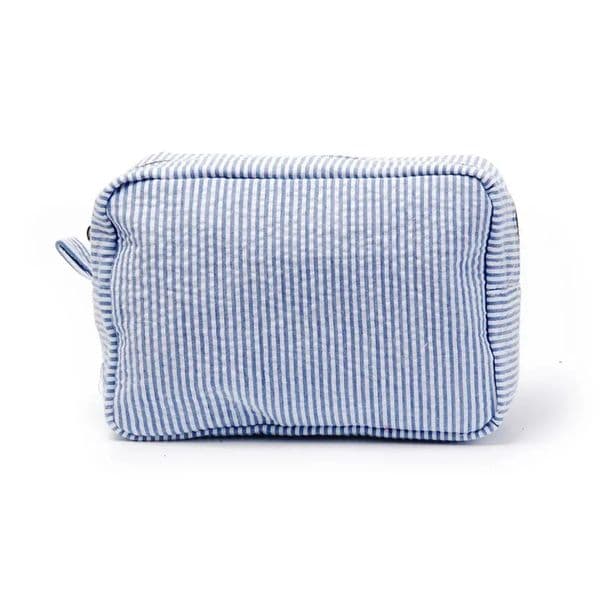 Seersucker Ruffle maquillaje Cosmetic Bags Pinkpurple Striped Storage Make Up For Women Lady With Zipper Travel Bag Makeup 002