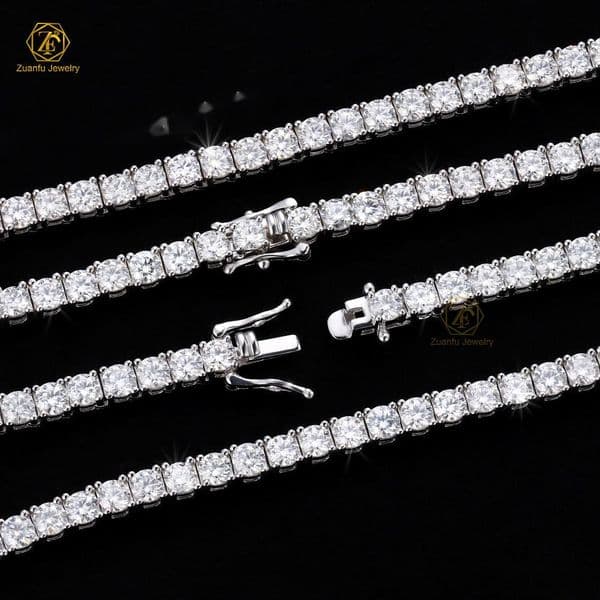 Wholesale Lab Grown Diamond Jewelry 10K White/Yellow/Rose Solid Gold Lab Grown Diamond Tennis Chain Necklace