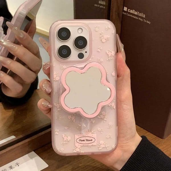 Mirror Korean Cute For Magnetic Phone Griptok Grip Tok Stand For iPhone 16 Foldable Wireless Charging Case Holder RingJ260601