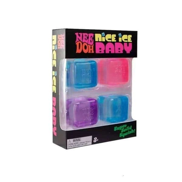 Needoh Nice Ice Baby Fidget Cube Set 4 Pack Super Solid Squish Sensory Non-toxic Squeeze Toys for ADHD and Autism Gift 26L0601