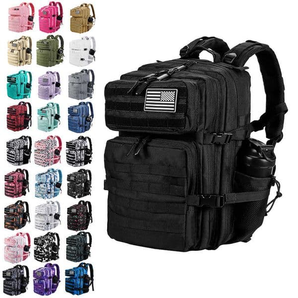 for LHI 45L/35L/25L Tactical Backpack Men and Women Waterproof Athlete Gym Outdoor Bag Travel Hiking Rucksack with Bottle HolderR260601