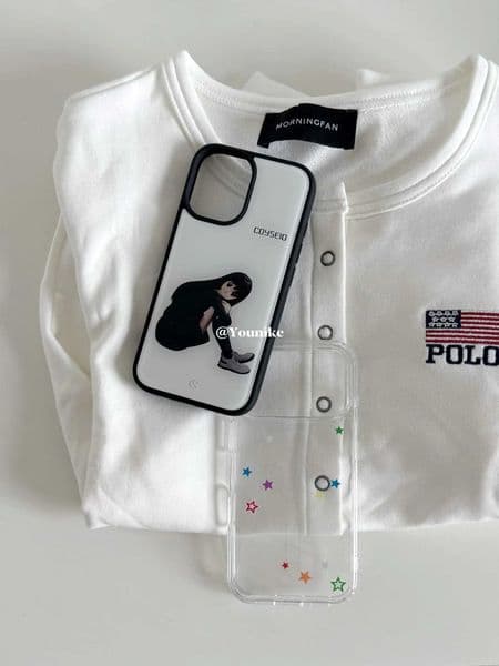 Ins Anime Kawaii Girl Phone Case For iPhone 17 16 15 14 13 12 11 Air Pro Max Minimalist Black Border Anti-drop Aesthetic Cover Z260601