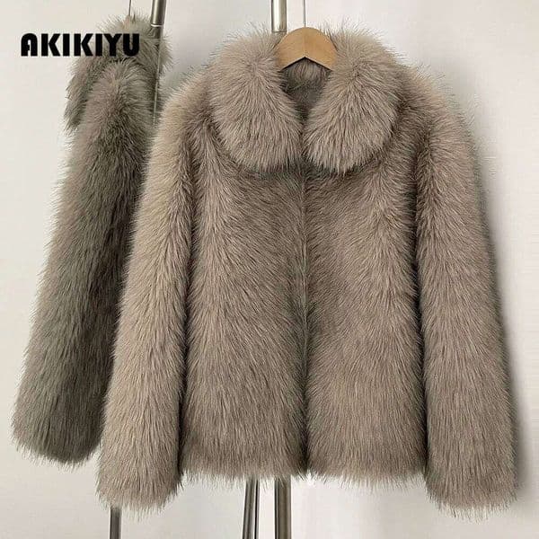 Faux Fox Jacket Autumn Winter Clothing Women Fahsion Warm Fake Coat Female Luxury Long Sleeve Artificial Fur Overcoat