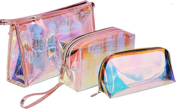 Cosmetic Bags Makeup Bag Clear PVC Iridescent Pouch Portable Travel TPU