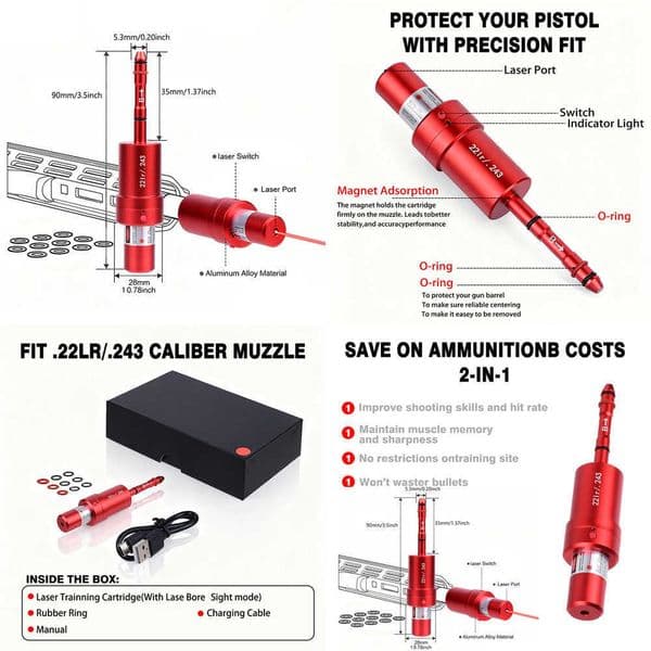 9MM/38SPL/223REM Multifunctional Magnetic Laser Trainer Red/Green Dot Dry Powder Laser Training Cartridge Aiming Function X260529