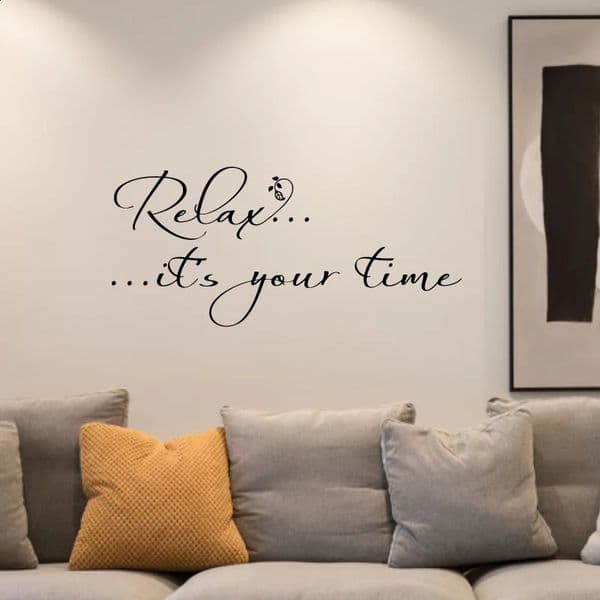 Large Relax Its Your Time Flower Wall Sticker Bathroom Coffee Beauty Salon Spa Decal Bath Office Vinyl Home Decor 260601