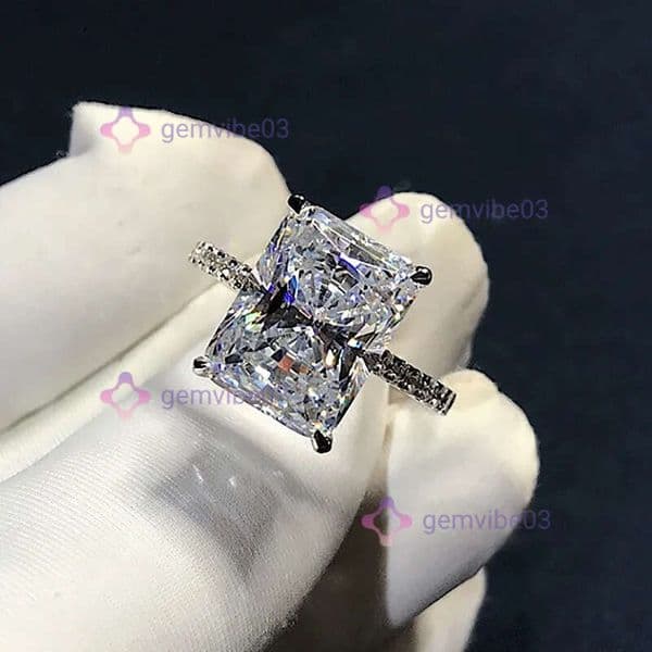 925 Sterling Silver Ring cut 5ct Diamond Moissanite Square Engagement Wedding Band rings for Women Gift jewellery