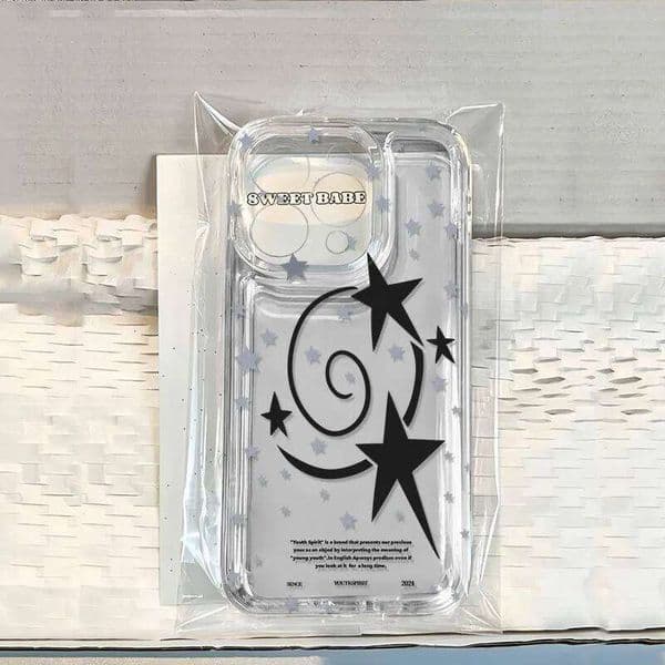 Black Pentagram Pattern Y2K Phone Case For iPhone Air XSMax XS XR X 17 16 15 14 11 Pro Max 13 12 Mini Soft Back Cover