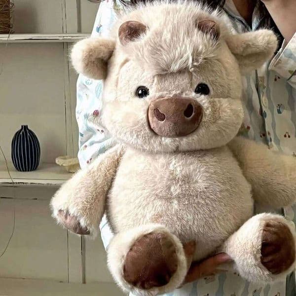 45/60CM Cute West Highland Calf Running Little Cow Plush Cartoon Soft Stuffed Animal Companion Toy Appease Kid Doll 26L0601
