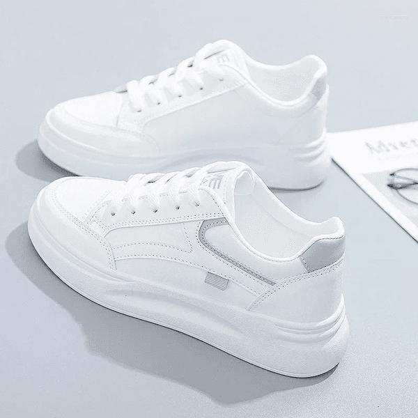 Casual Shoes Women's Platform Sneakers Lace-Up Women Running Outdoor Breathable Tennis PU Leather White Shoe 2026