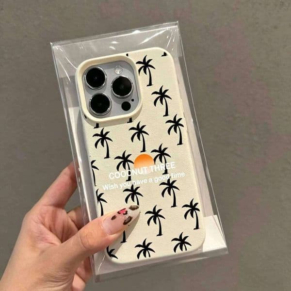 Coconut Tree Pattern Phone Case For iPhone 16 15 14 13 12 11 Pro Max 17 Air XSMax XS XR X 7 8 Plus Shockproof Soft Back Cover