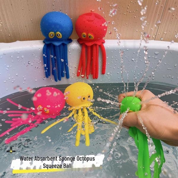 STOCK Summer Children Play Water Absorbent Sponge Octopus Squeeze Toy Baby Bath Stress Relief Gift Free Shipping