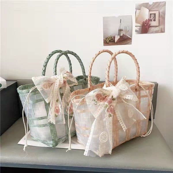 Pvc Woven Portable Jelly Bag Gift Souvenir Wedding Bag Wedding Engagement Vegetable Basket Women's Bag