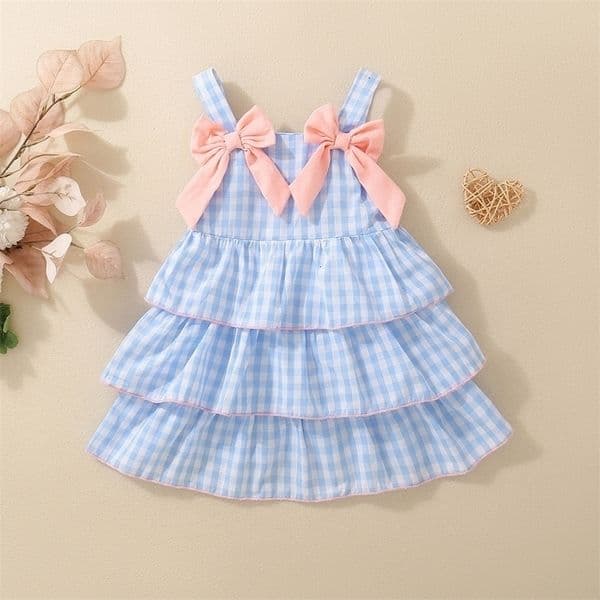 Summer female baby bow strap dress sweet and cute 260529