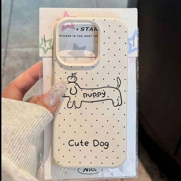 Black Polka Dot Dachshund Pattern Y2K Phone Case For iPhone 17 Air 16 15 14 11 Pro Max 13 12 XSMax XS XR X Soft Cover