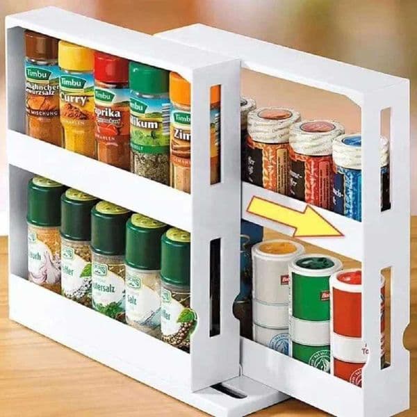 Spice 2-Tier Rotating Rack - Multi-Function Slide Out Storage Shelf for Kitchen Cabinet Cupboard and Countertop OrganizationL2606012THJ