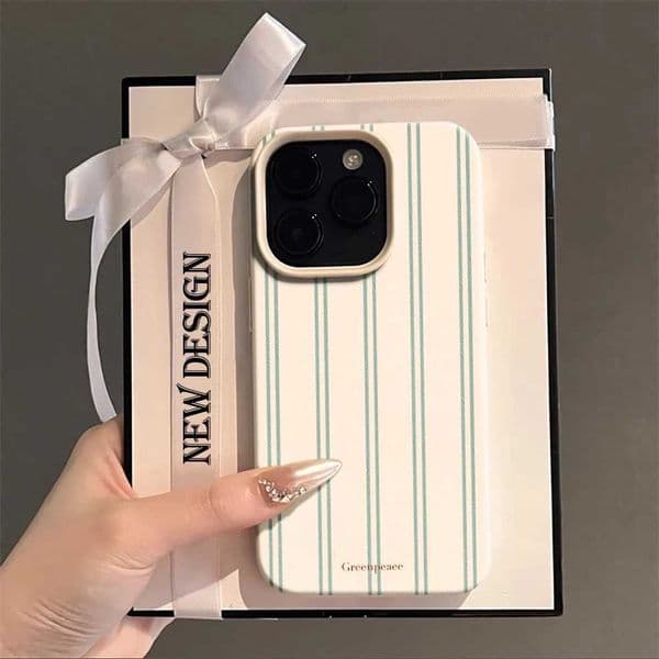 Print Green Stripe Summer Phone Case For iPhone 16 15 14 13 12 11 17 Pro Max Plus XS XR X 17 Air Shockproof Soft Bumper Cover Z260601
