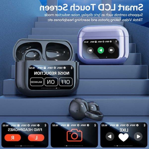 Wireless Ear Clip Earphones with Touch Screen 144 Languages AI Real Time Translation Headphones Smart Bluetooth 54 Earbuds X260529