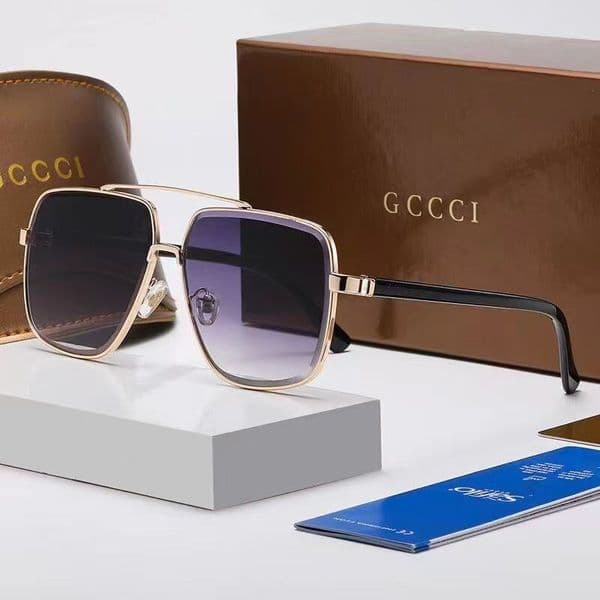 Retro Double Beam Square Sunglasses Trendy Luxury Designer Style Anti Glare UV400 Protection Eyewear