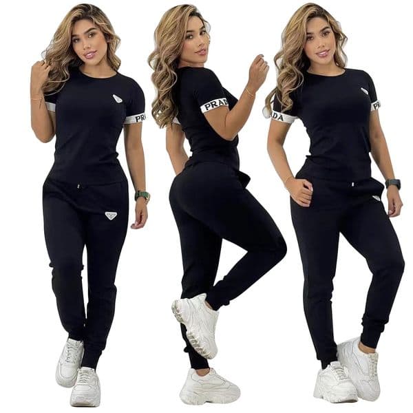 European American Women's Summer Casual comfortable fashionable cotton short-sleeved T-shirt pants Two-Piece Set DD0083-99
