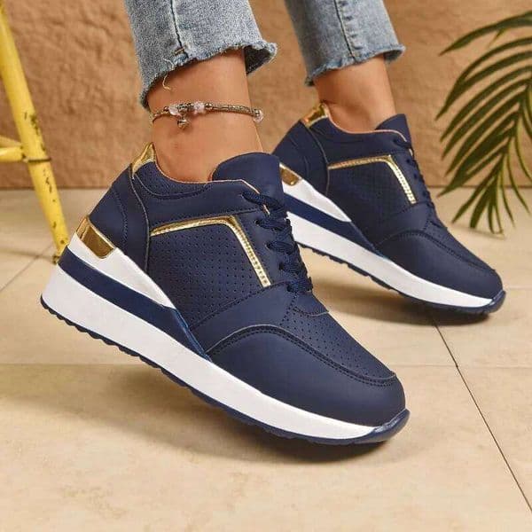 2025 New Women's Sports Fashion Wedge Heel Running Side Zipper Casual Ladies Vulcanized Shoes Zapatos Mujer 26Y0601