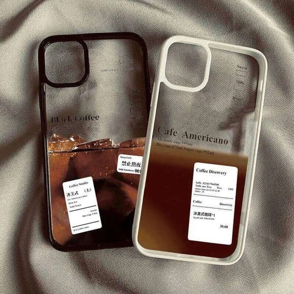 Phone Case For Samsung Galaxy A06 S25 S23 S22 Ultra S24 FE A16 A54 A35 A15 A55 A52 A34 5G Ice Coffee Frame Clear Soft Cover