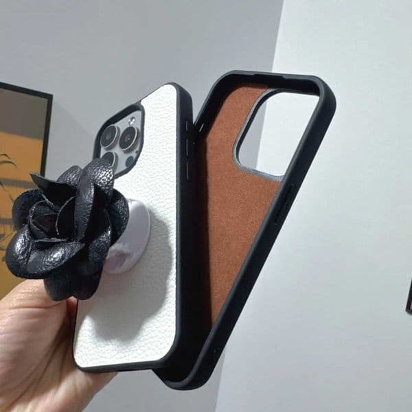 flower Folding Luxury bracket PU leather Case for iPhone 17 16 15 14 Phone Cover 17 15 13 12 Pro MAX Hard Shockproof Back FundaJ260601