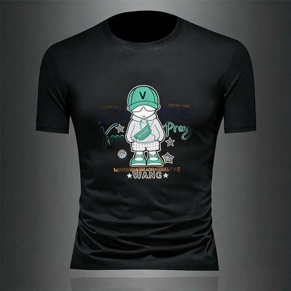2026 Summer New Round Neck Short Korean Style Slim Fit Fashion Casual Youth Half Sleeve Men's T-Shirt