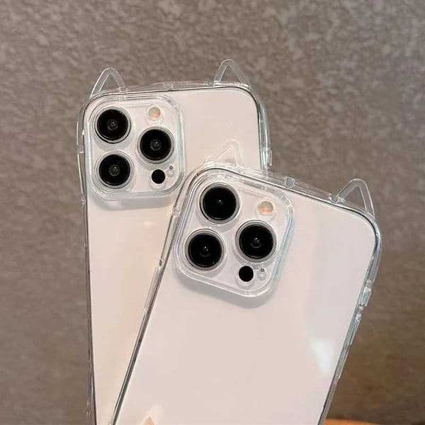 Cat 3D Cute EarsPhone Case For iPhone 17 Pro Max 17Air 16 15 13 11 12 14 Plus XSMax Soft Clear TPU Back Cover Shell Z260601