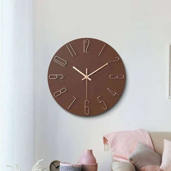 12inch Hanging Round Shape Silent Decorative Wall 3D Number Easy Installation Scale Clock Home Decoration 26Y0601