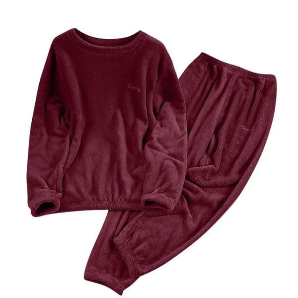 Womens Two-Piece Set Comfortable Sleepwear Warm Coral Fleece Pajama Set Double-Sided Velvet Loose Casual Home Wear 2025 L260525