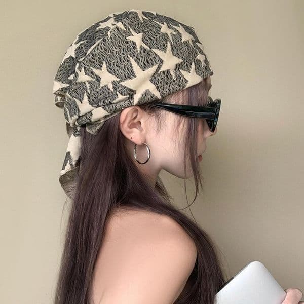 Designer 2026 Millennial Luxury Y2K Hot Girl Wasteland Style Pentagram Triangle Headscarf Silk Scarf Headband Hip-hop Subculture Head Wrap