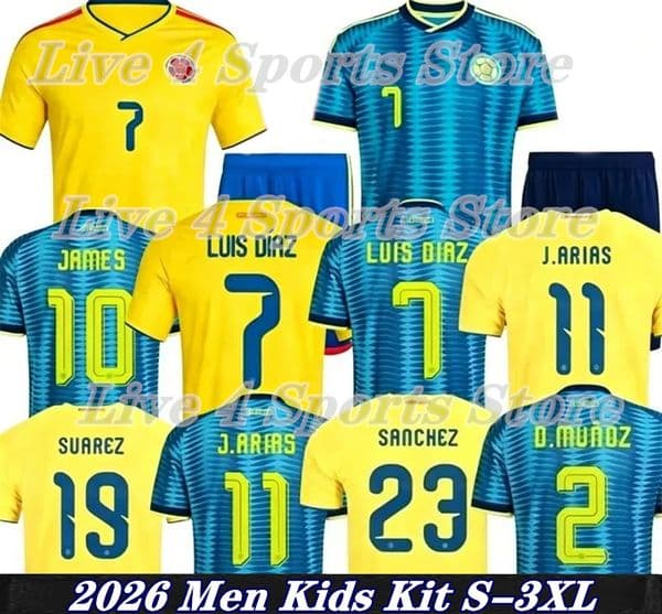2026 Colombia World Cup Soccer Jerseys SUAREZ LUIS DIAZ QUINTERO JAMES J.LERMA BORRE Sanchez 26 27 Columbias national football Centenary Shirt men kids kits Uniform