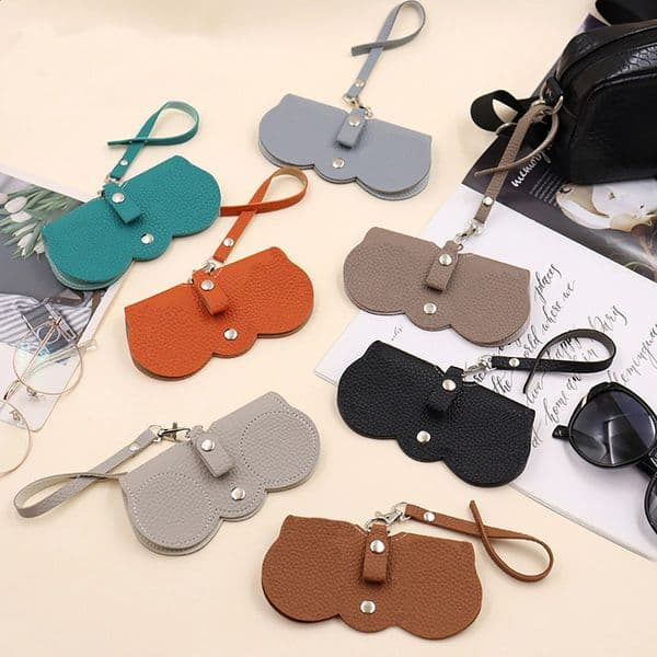 1pc Litchi Embossed Glasses Cover Cute Hanging PU Leather Sunglasses Reading Storage Bag Portable Travel Eyewear Holder 260530