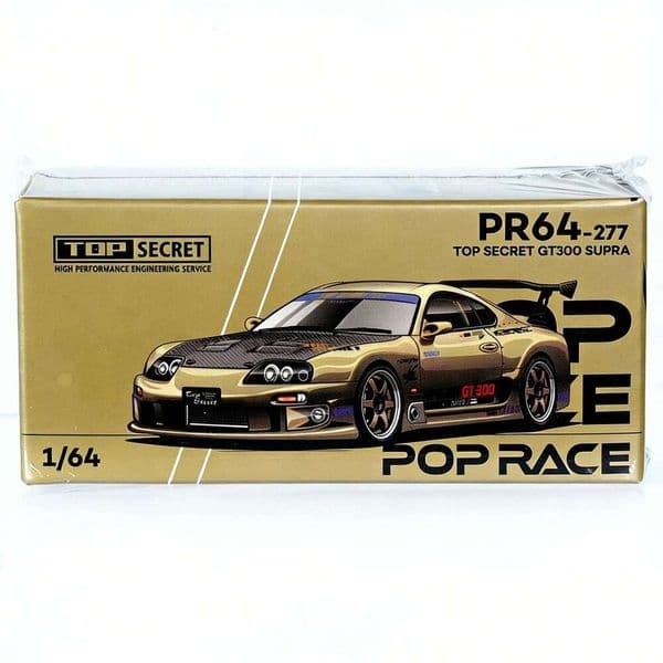 In Stock POP RACE PR64-277 Top Secret 1:64 Toyota Supra GT300 Gold Diecast Model Car 26L0601