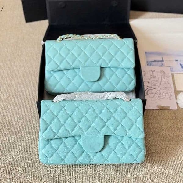Shoulder Bags Cf Caviar Chain Bag Women Leather Clamshell Seam Gold Silver Hardware Metal Twistlock Matelasse Chain Hand Crossbody Bags Makeup Sacoche cm