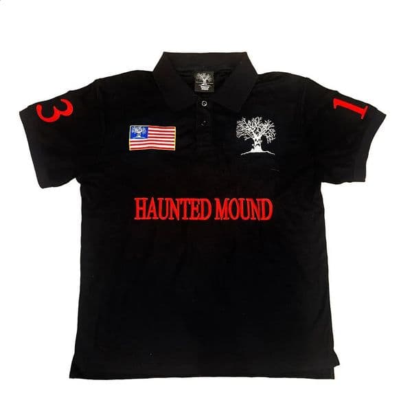 Haunted Mound Polo Shirt America Retro Street Hip Hop Short Sleeve Shirt Y2k Men Casual Embroidery Cotton Top Baseball Clothing 260526