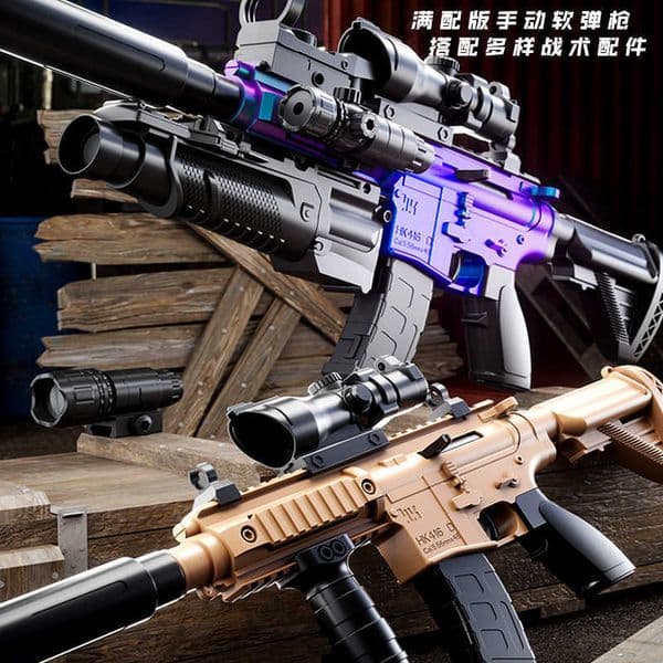 Soft Bullet Childrens Gun M416 Submachine Gun Manual Bolt Single Shot Toy Gun Simulation Boys Toy Soft Bullet PUBGL260601