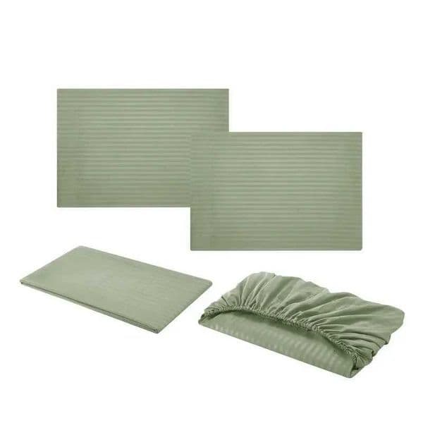 Embossed Bed Stripe 3/4 Pieces Bed Set Flat Sheet Fitted Sheet lowcase Bedding Set for Twin Fl King low ShamJ260602